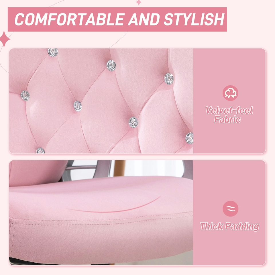 image 1 of Vinsetto Home Office Chair with Adjustable Height Tilt Function Pink