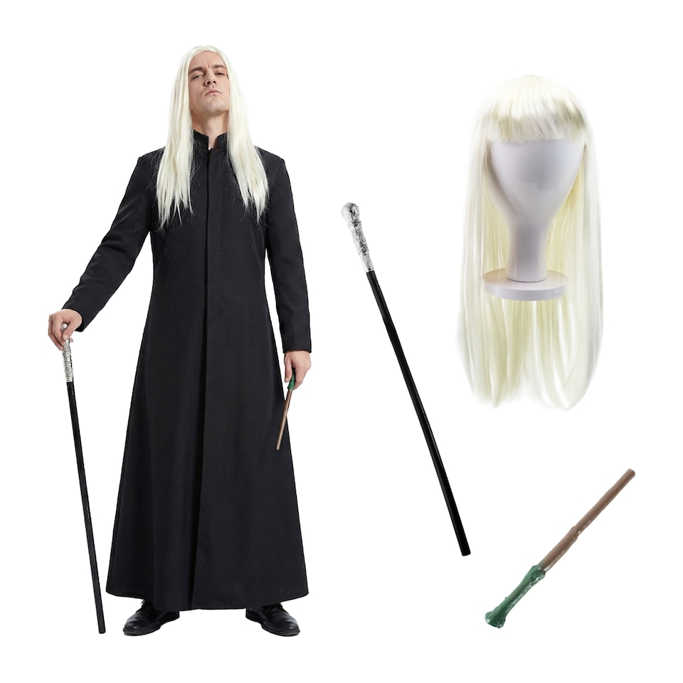 image 1 of Dark WIzard Costume - Wig, Cane, Jacket, Wand | Multi | XL
