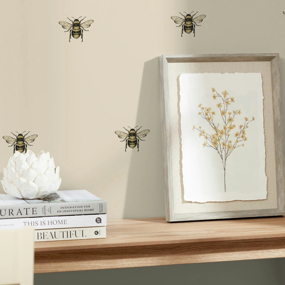 image 1 of Luxe Bee Wallpaper in Natural Multi