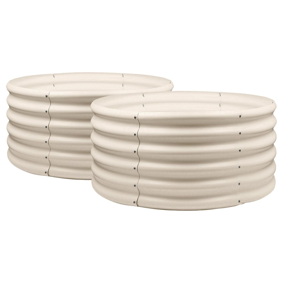 image 1 of Harbour Housewares Round Raised Garden Beds - 90cm x 90cm x 45cm - Ivory - Pack of 2 | Cream | Ivory