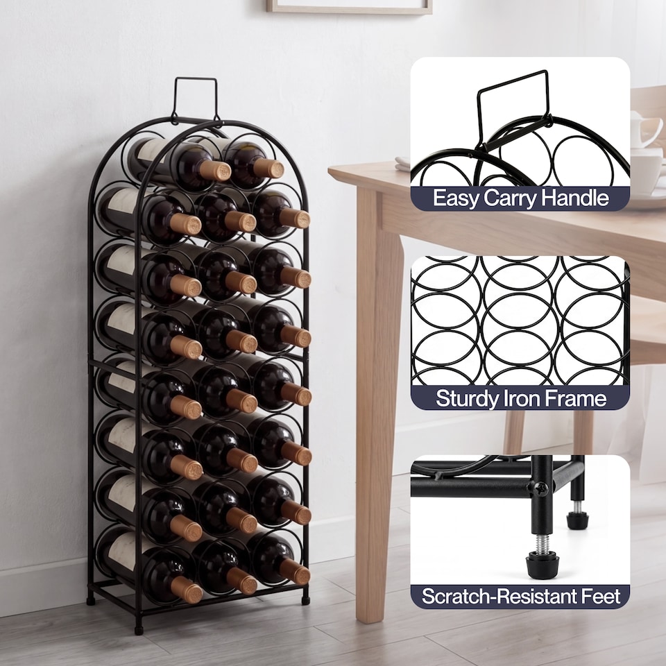 image 1 of Levede Wine Rack 23 Bottles Freestanding Storage Organiser Stand Home Black