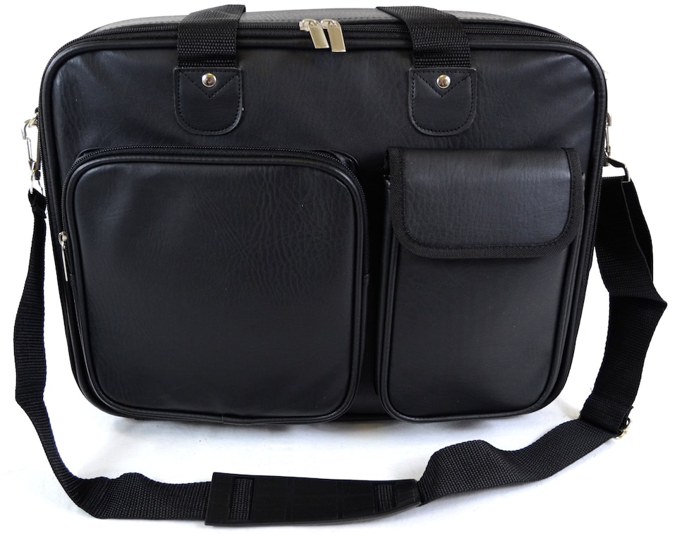 image 1 of Lorenz Leather Look Business / Work / Travel Briefcase / Shoulder / Laptop Bag | Black | Black