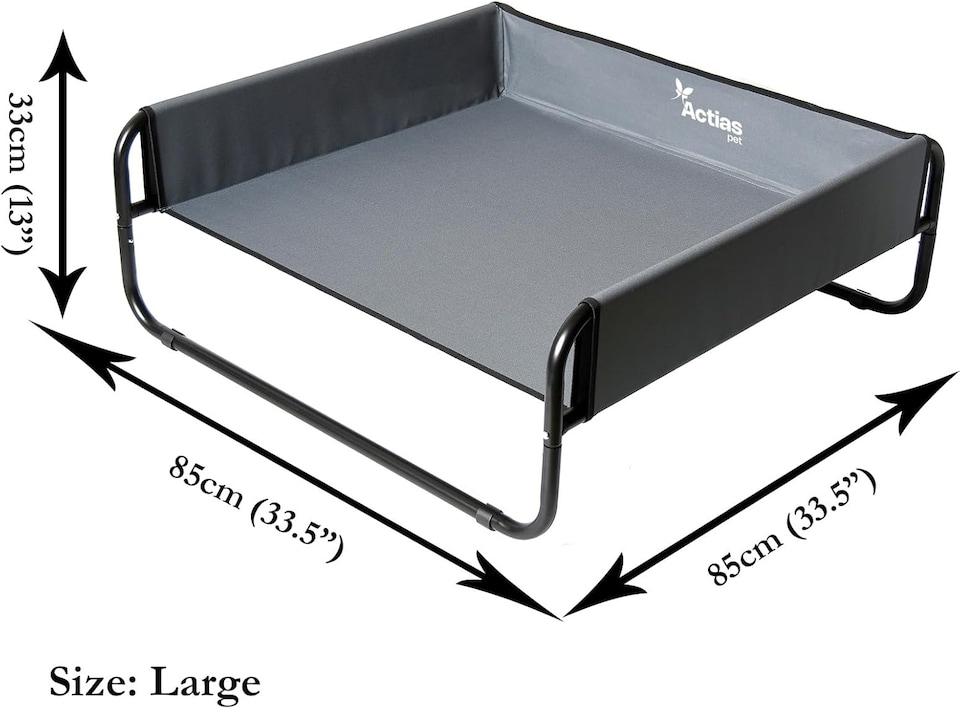 image 1 of Actiaspet Elevated Dog Bed Steel Frame Raised Pet Cot Black or Grey (Grey, Large)
