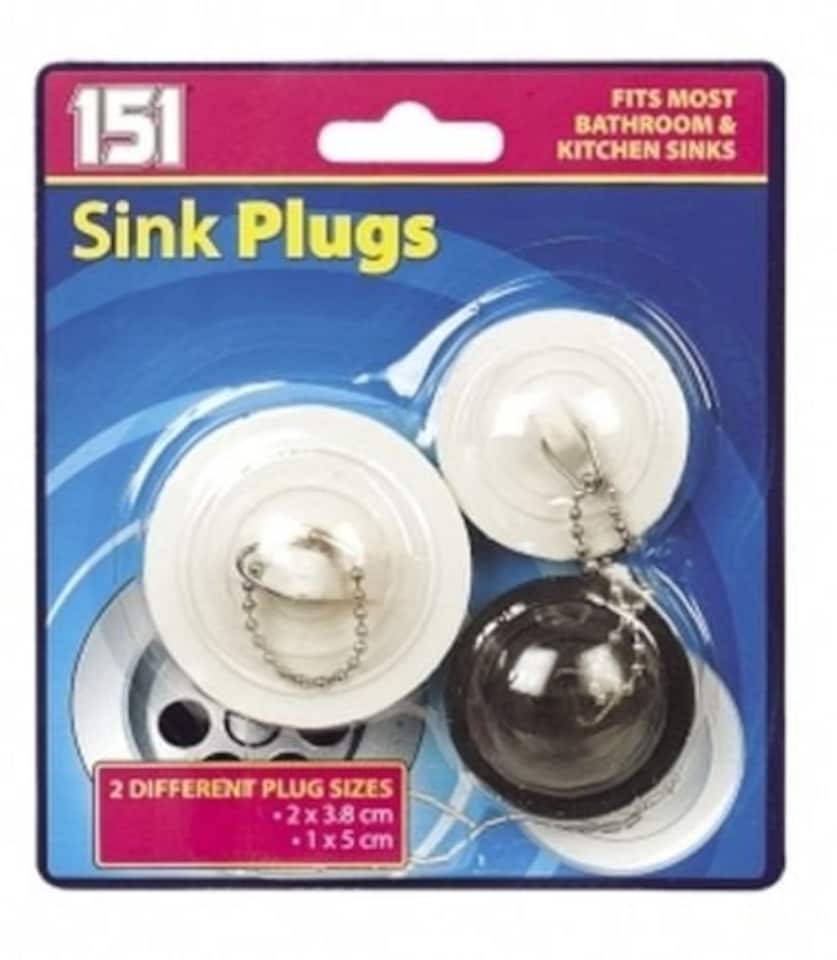 image 1 of Bathroom & Kitchen Rubber Sink Plugs - 3 Pack Fits Most Plugs