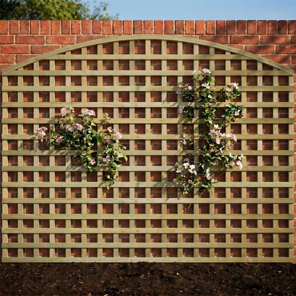 image 1 of Privacy Arch Top Wooden  W:6ft x H:5ft Trellis Fence Topper Plant Support (Pack of 3)