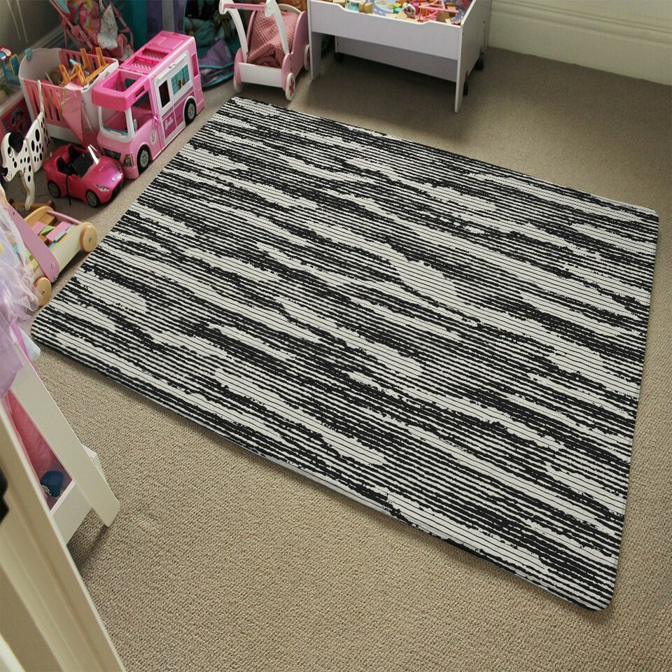 image 1 of Grunged Stripes (Rug) Black | Medium: 80x150cm