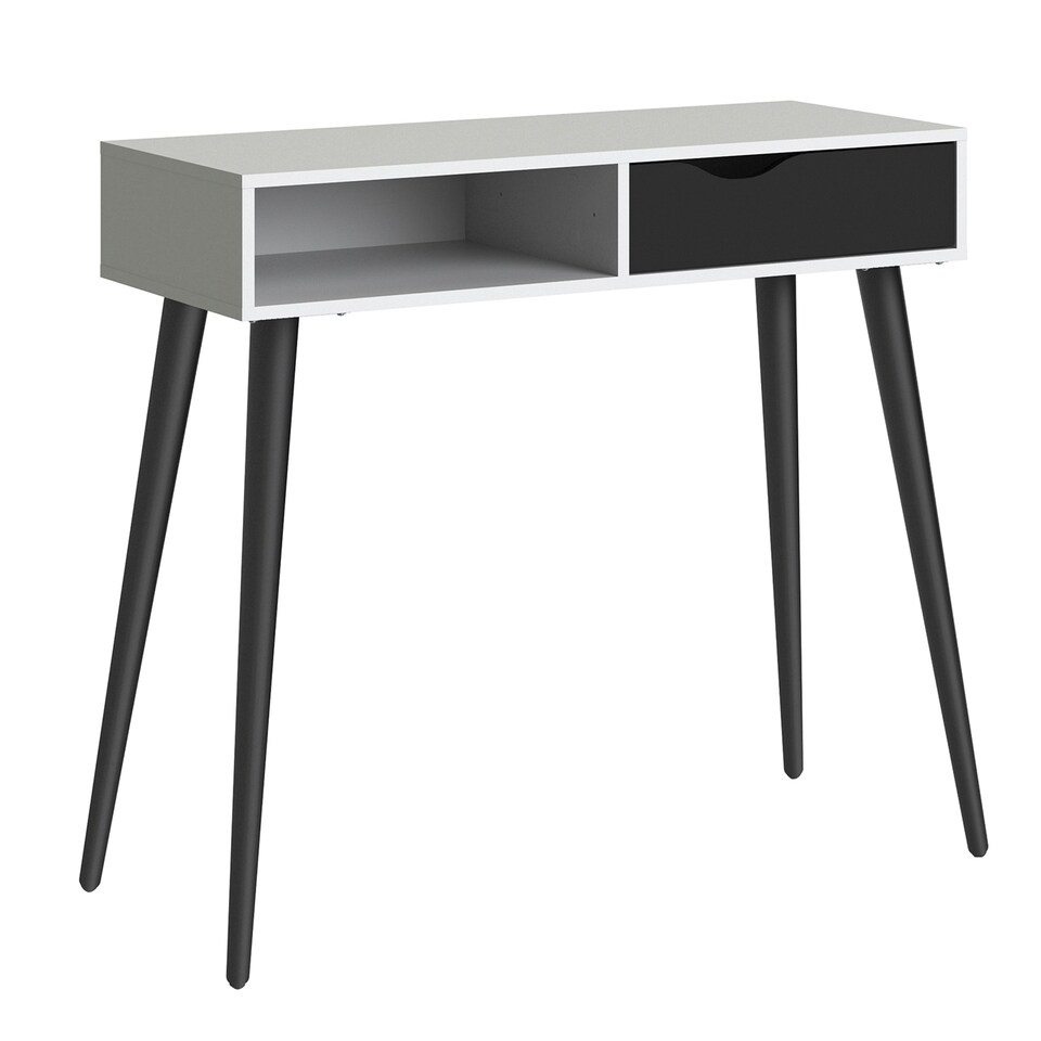 image 1 of Oslo Console Table 1 Drawer 1 Shelf in White and Black Matt