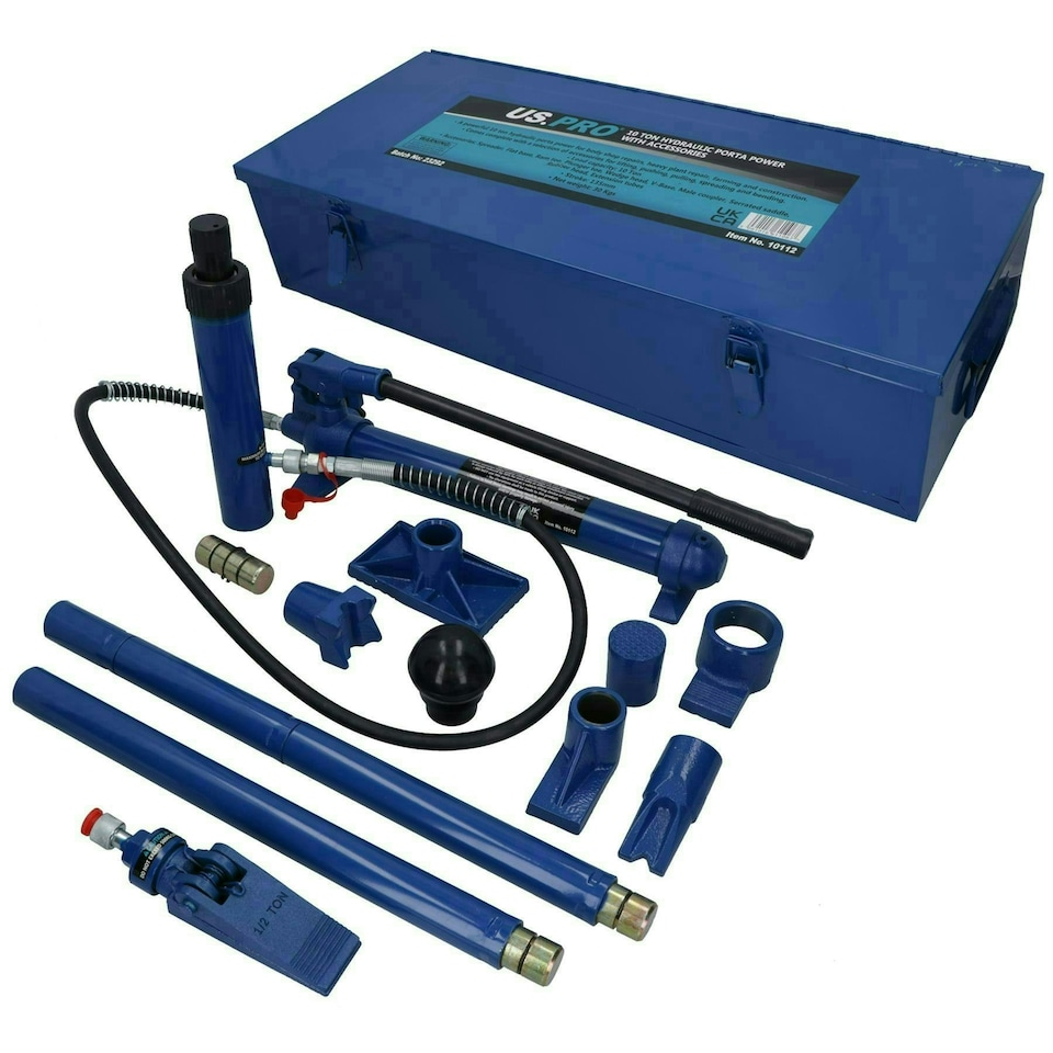 image 1 of 10 Ton Hydraulic Porta Power Jack Pump With Accessories Dent Frame Repair