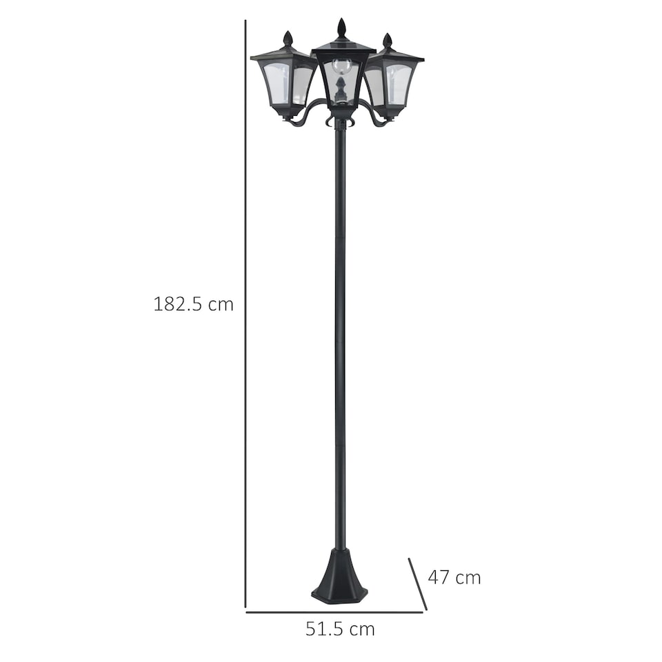 image 1 of Outsunny Outdoor Garden Solar Light with Base Energy-efficient IP44 Dimmable
