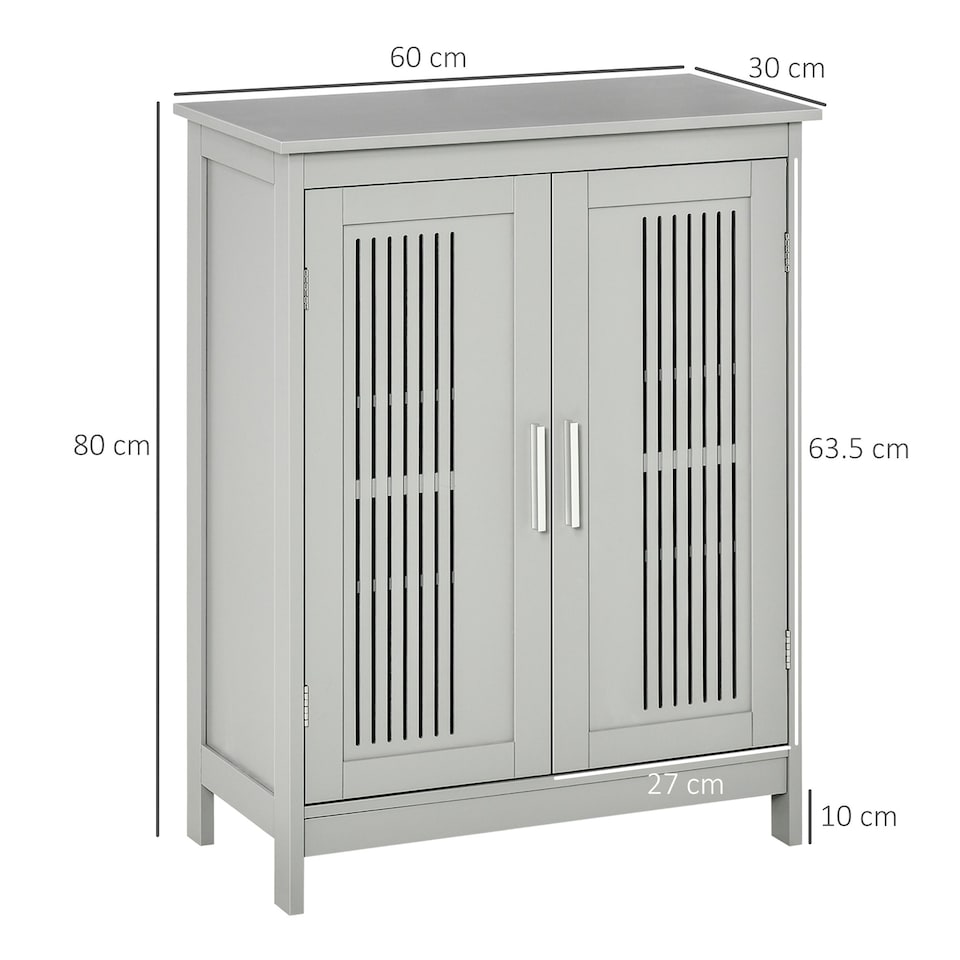 image 1 of kleankin Bathroom Cabinet, Freestanding Floor Cabinet with Storage, Grey Grey