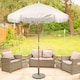 image 6 of Harbour Housewares Wooden Garden Parasol with Tassel Fringe - 1.4M - Beige Stripe | Cream | Beige Stripe