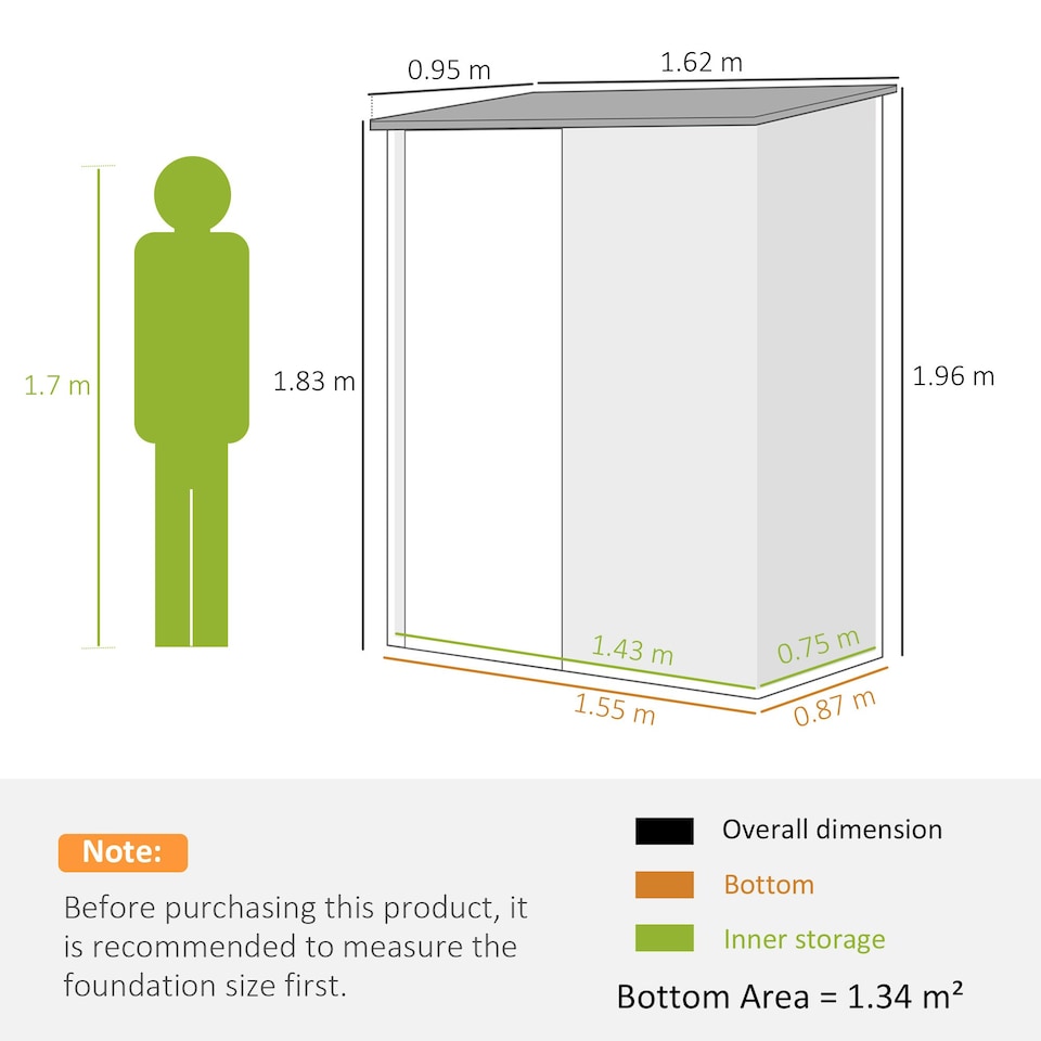 image 1 of Outsunny Outdoor Storage Shed w/ Lockable Door for Garden, Light Grey | Multi | 161.5cm x 94.5cm x 196cm | 1