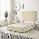 image 2 of Texas Divan Bed Base with 2 Drawers & 30 Inch Headboard Linen Fabric | Yellow | Beige