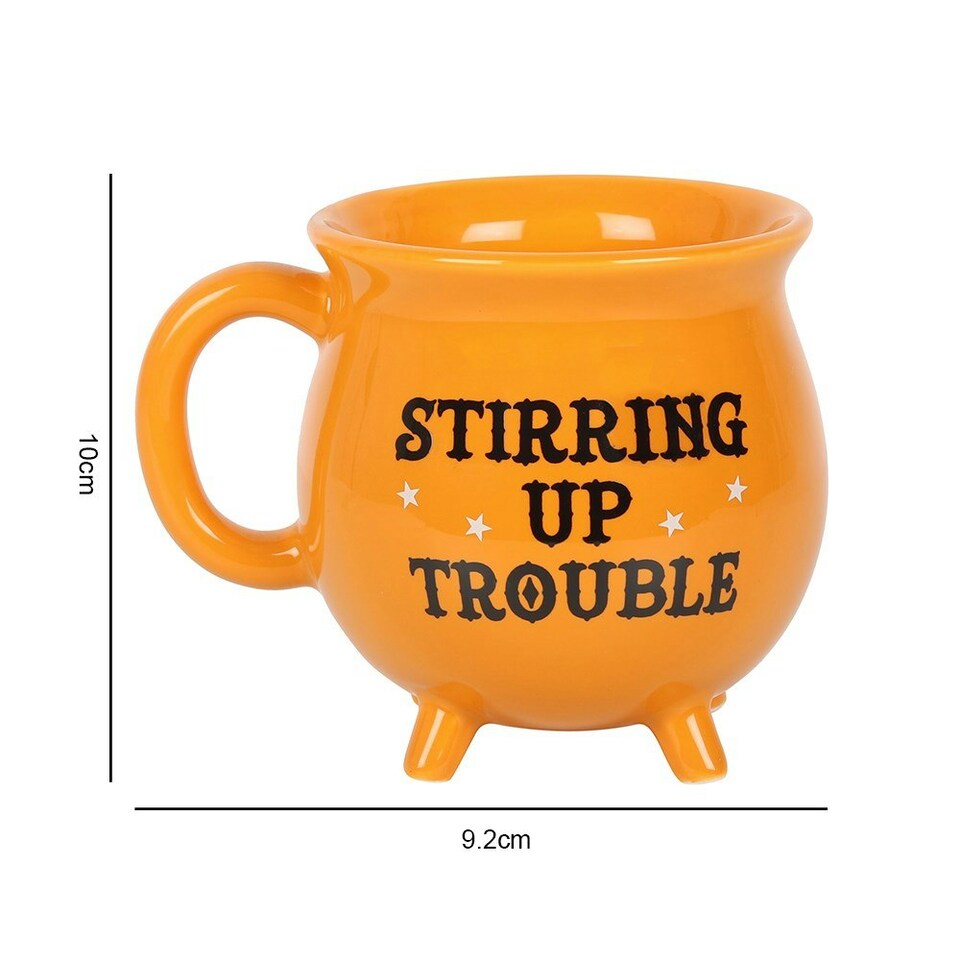 image 1 of Stirring Up Trouble Ceramic Orange Cauldron Mug