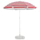 image 1 of Harbour Housewares Metal Beach Parasol with White Base - 1.8m  - Red Stripe
