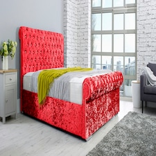 Santino Crush Double Bed Frame - Red