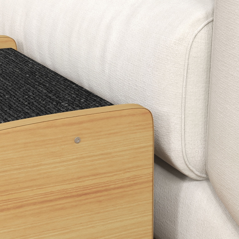 image 1 of PawHut Dog Steps for Sofa and Bed, 3-Step Dog Stairs, Pet Stairs, Oak Finish