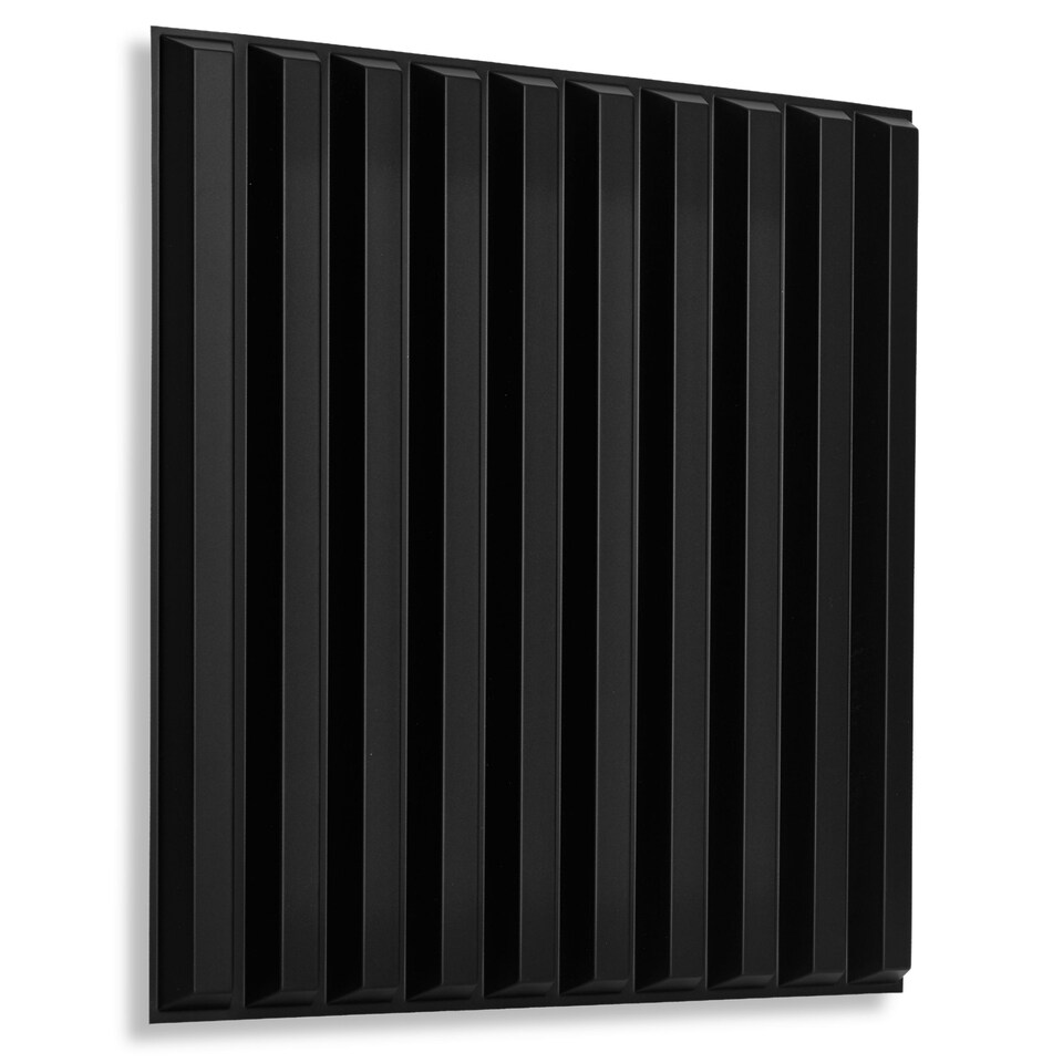 image 1 of NOVECRAFTO Fluted Line 3D Wall Panels – 6 Sheets 1.5 sqm (16.15 sqft) – Decorative Matte PVC Panels 50x50cm – Modern Fluted Design | Black