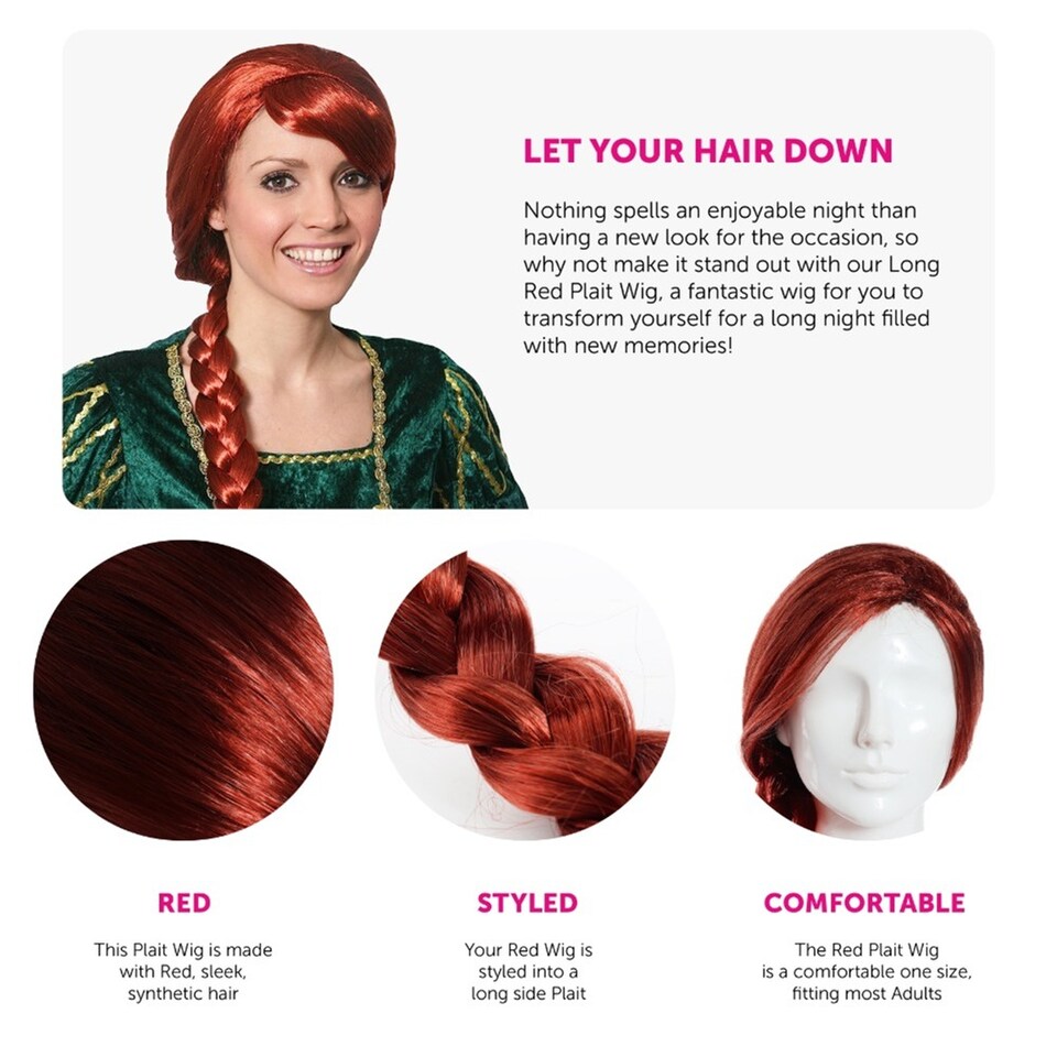 image 1 of Auburn Plait Wig | Red | One Size