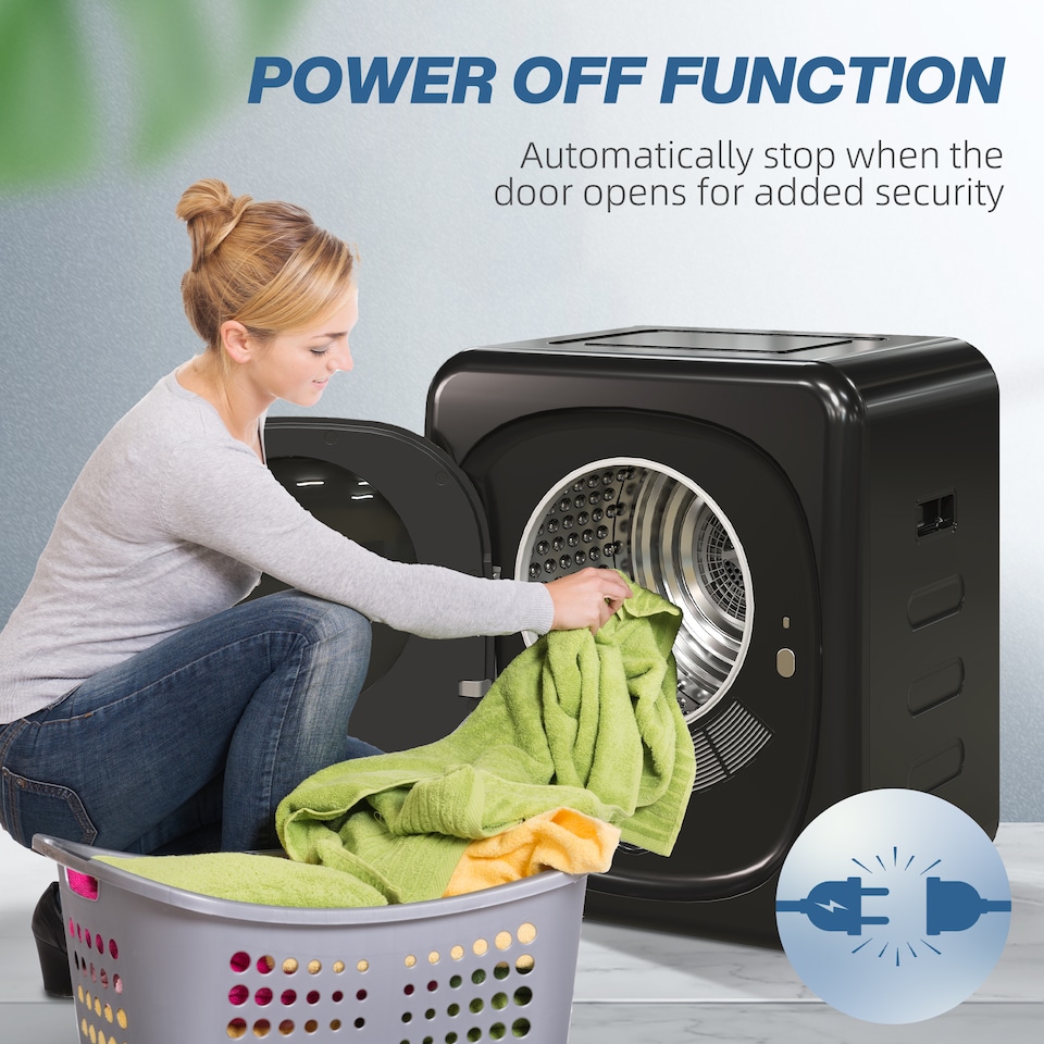 image 1 of HOMCOM 2.5 kg 800W Vented Tumble Dryer with Deodorize, Smart Mode, Black