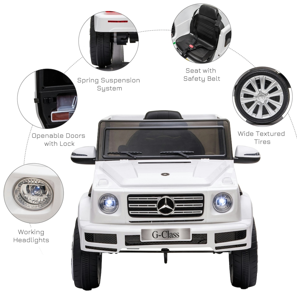 image 1 of HOMCOM Mercedes Benz G500 12V Kids Electric Ride On Car w/ Remote Control White