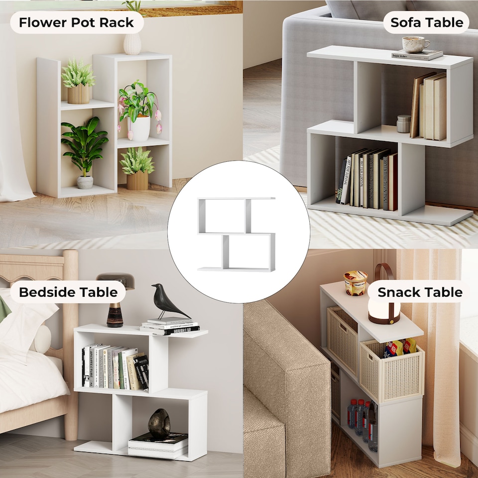 image 1 of Levede 20cm Slide Table for Living Room Sofa End Narrow Space 3 Tier Storage | White | White