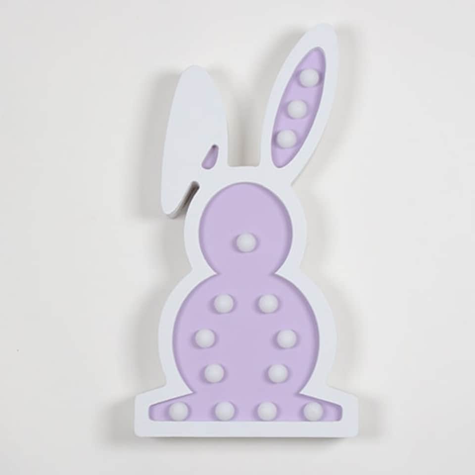 image 1 of Lilac Easter Bunny Wooden LED Light Decoration 32.5cm