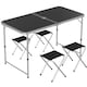image 1 of Outsunny Camping Table and Chairs Outdoor Indoor Use for BBQ Picnic Garden | Black | Black | 1