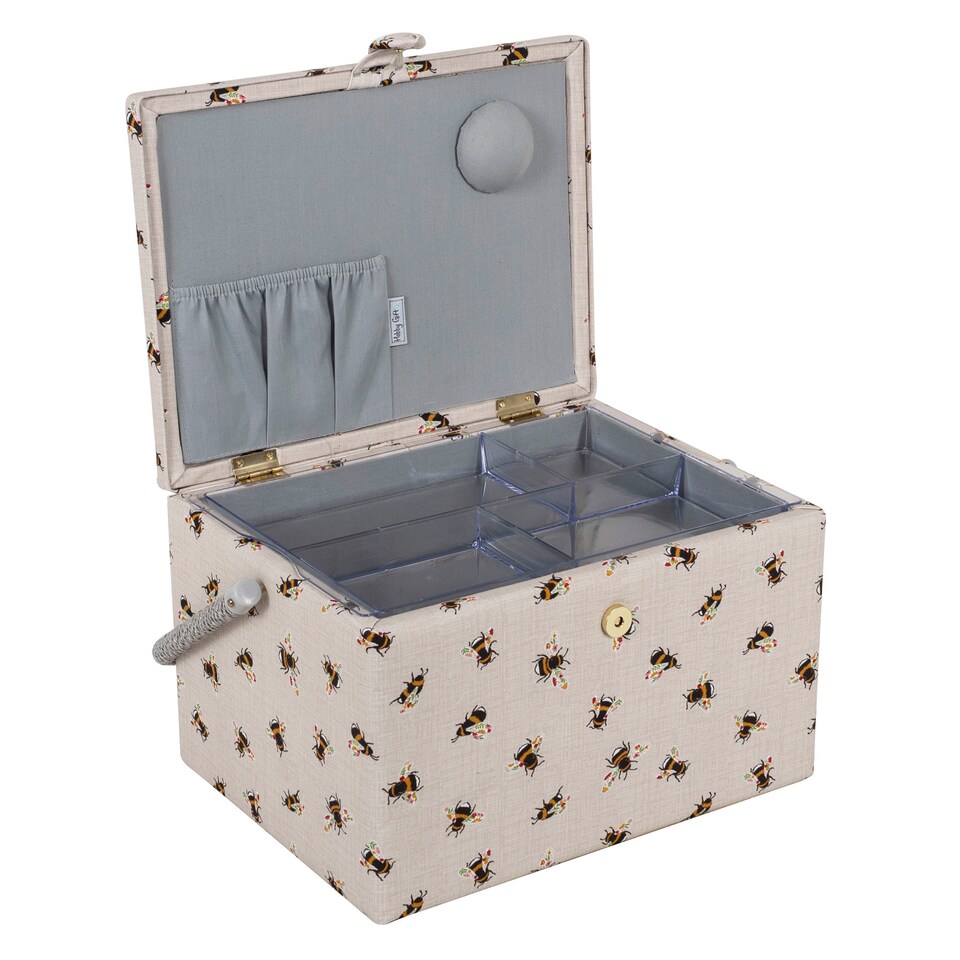 image 1 of Hobby Gift Large Sewing Storage Box, Natural bees
