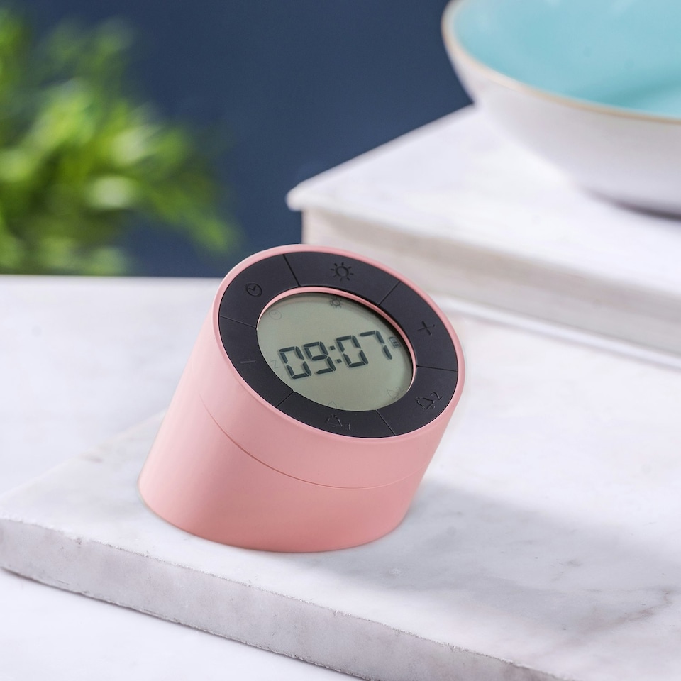 image 1 of Gingko Edge Light Alarm Clock Pink