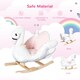 image 4 of HOMCOM Kids Rocking Horse Plush Ride On Swan Toy with Safety Seat for Toddler 18 Months  Plus, White and Pink