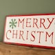 image 3 of 57cm Metal Merry Christmas Hanging Sign in Red & White with Green Snowflakes