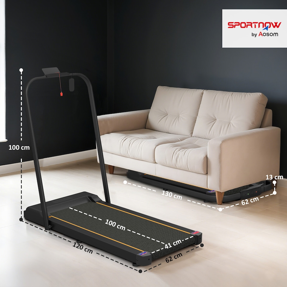 image 1 of SPORTNOW 2.5HP Folding Treadmill Walking Pad w/ LED Display, No Assembly Orange | Orange | Orange