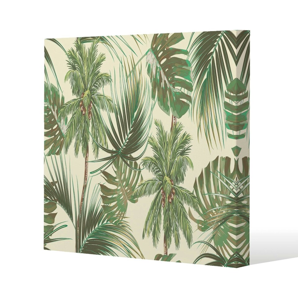 image 1 of Tropical Leaves on Yellow (Canvas Print) 114 x 114 x 4cm