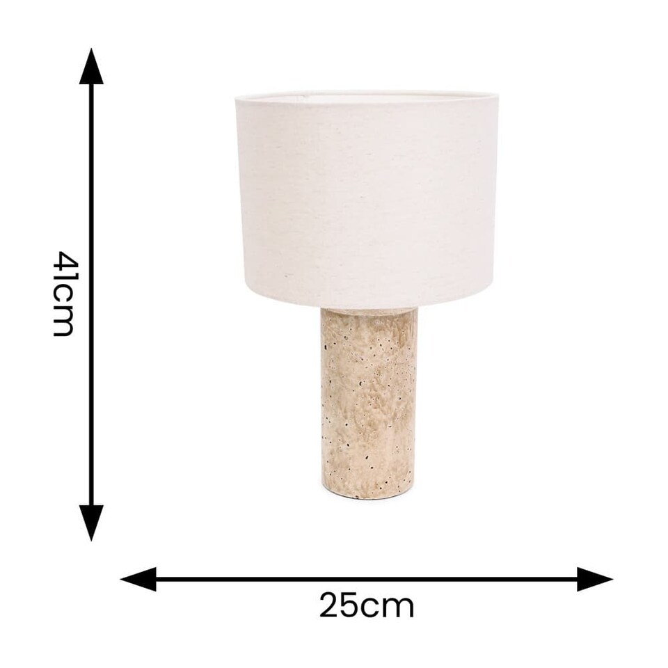 image 1 of ValueLights Chloe Marble Effect Natural Table Lamp with Drum Shade