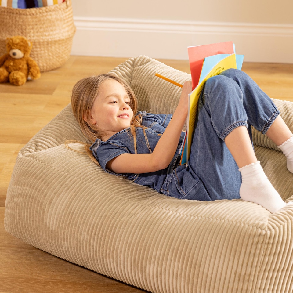 image 1 of icon Kids Cecila Jumbo Cord Sofa Bean Bag, Stone