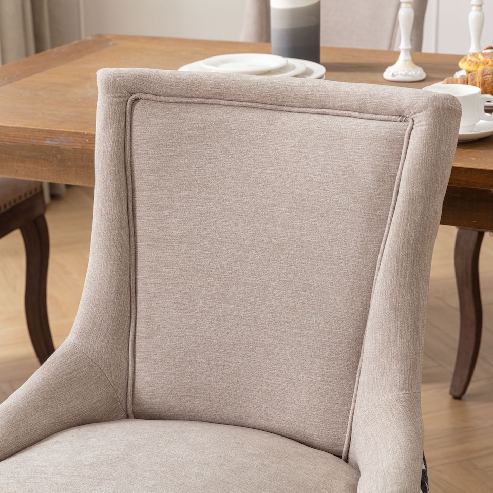 image 1 of Bewley Set of 2 Modern Fabric Dining Chairs with Wooden Legs