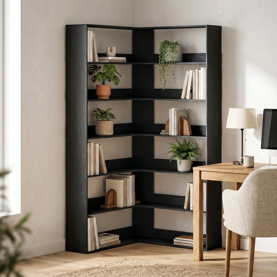 image 1 of HOMCOM 7 Tiers Corner Bookshelf, L-Shaped
