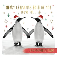 Both Of You - You're The P-P-P-Perfect Pair! - Couple Penguin Christmas Card
