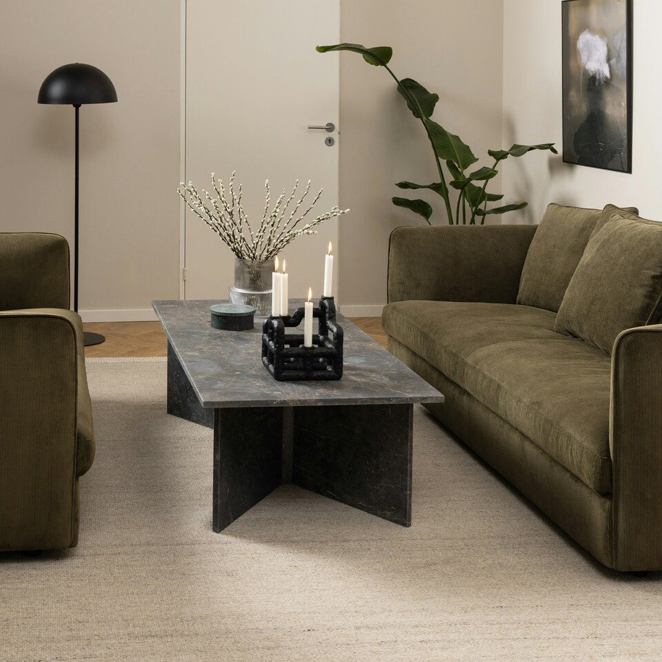 image 1 of Vega Coffee Table with Marron Marble Top 90cm