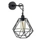 image 2 of ValueLights Industrial Satin Black Wall Ceiling Light Fitting With Black Metal Cage Shade