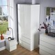 image 3 of Wardrobe 2 Door 2 Drawer Storage Cabinet Modern Home Bedroom Furniture | White