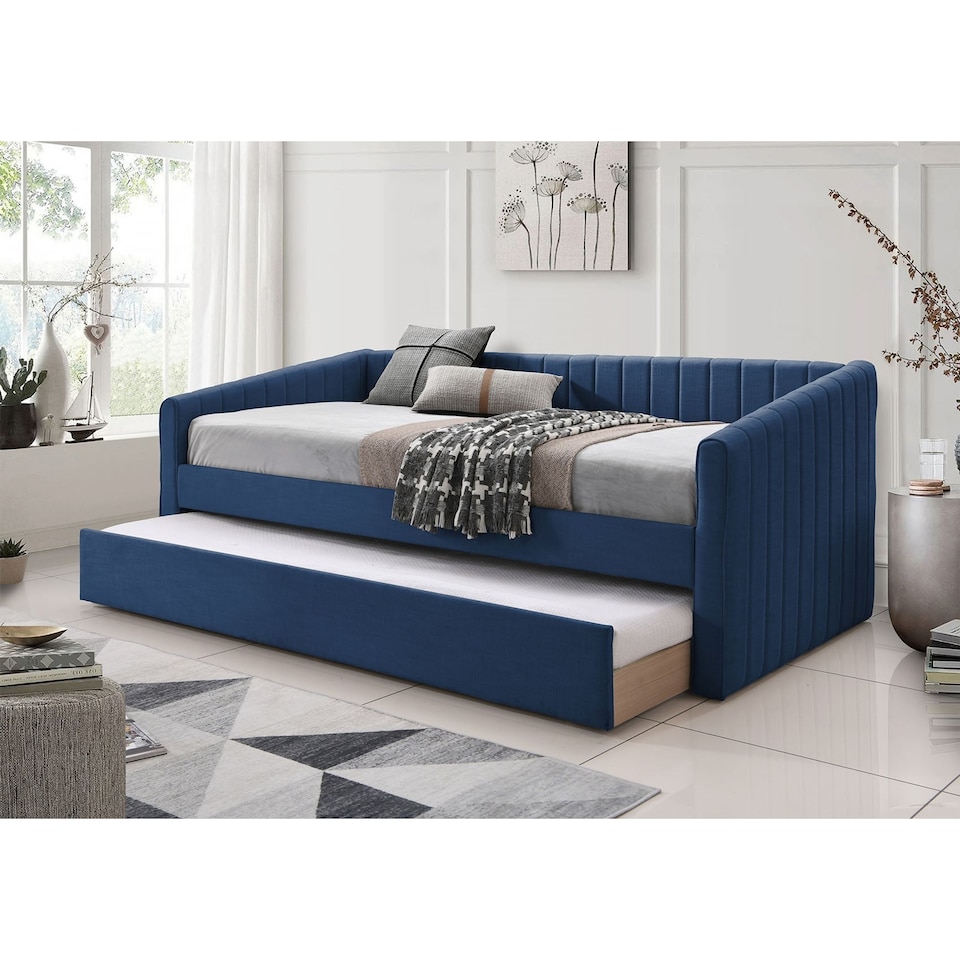 image 1 of Fabric Single Day Bed  in Blue