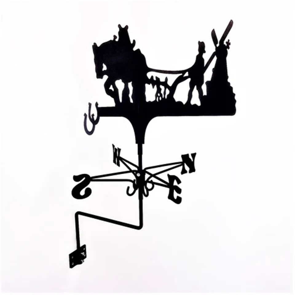 image 1 of Traditional Weathervane Ploughing Horse - Steel - L39 x W45 x H80 cm - Black