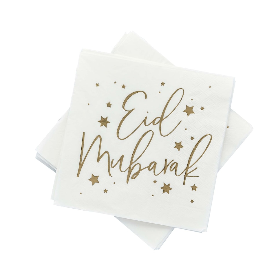 image 1 of Eid Foil Luncheon Napkins 3Ply 33cm - Pack of 16 | White