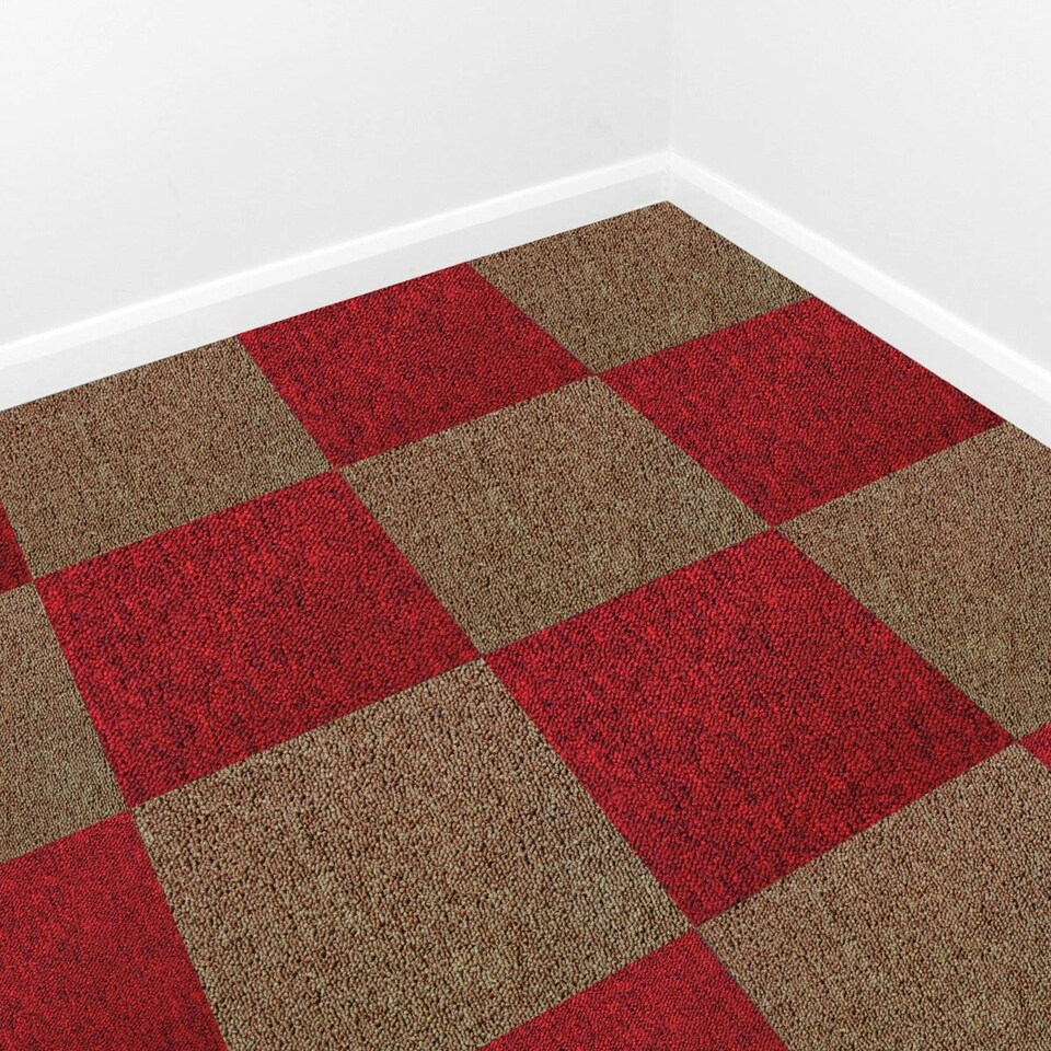 image 1 of 40 x Carpet Tiles 10m2 / Scarlet Red & Sand | Red