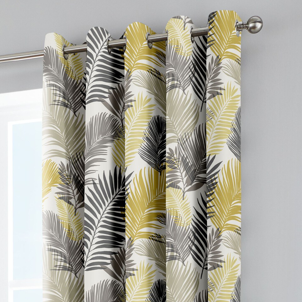 image 1 of Fusion Tropical Eyelet Curtains Ochre