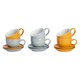image 1 of Argon Tableware 12pc Coloured Cappuccino Cup & Saucer Set - 250ml - Grey/Yellow - Coffee Cup Latte Cup Drinking Cup