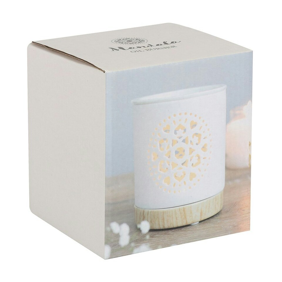 image 1 of Mandala Cut Out Oil Burner - White