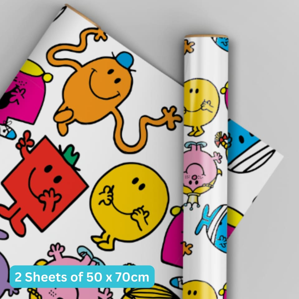 image 1 of Mr Men & Little Miss 2 Sheets & 2 Tags Gift Wrap